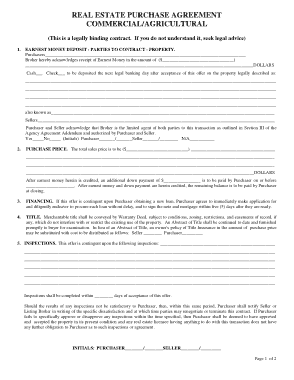 Commercial Agricultural Real Estate Purchase Agreement
