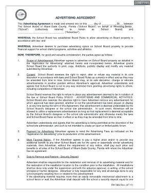 Advertising And Marketing Agreement For School Board Template