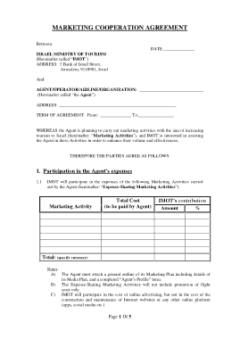 Joint Promotion Marketing Agreement Template
