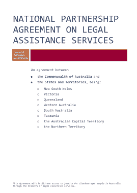 National Partnership Agreement for Legal Assistance Services Template