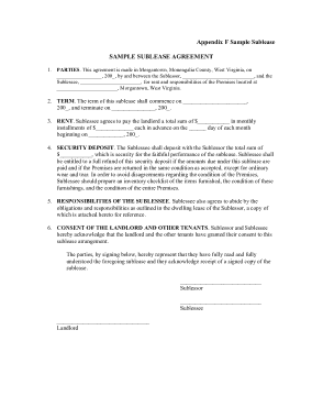 Apartment Sub Lease Agreement Template