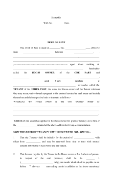 Deed of Rent Template