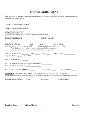 Rental Agreement Form Template