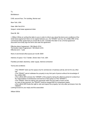 Rental Lease Agreement Letter Template