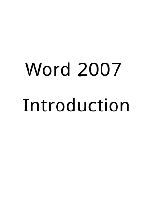 Free Download PDF Books, Word 2007 Introduction