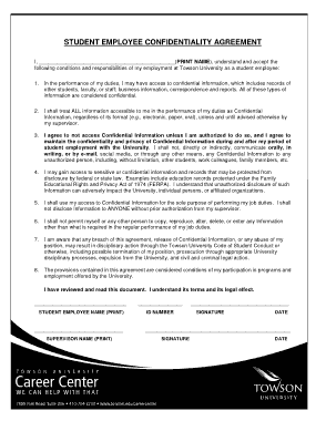 Student Employee Confidentiality Agreement Template