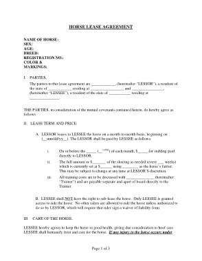 Basic Horse Lease Agreement Template