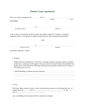 Basic Pasture Lease Agreement Template