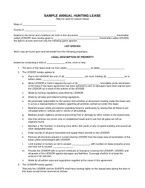 Basic Sample Annual Hunting Lease Template