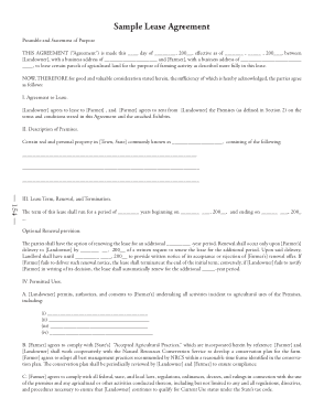 Sample Lease Agreement Template