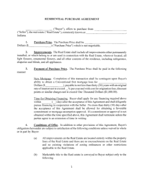 Residential Purchase Agreement Template
