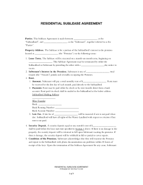 Free Download PDF Books, Residential Sublease Agreement Template