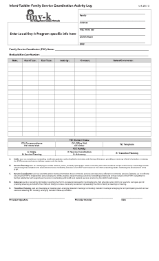 Family Service Coordination Activity Log Template