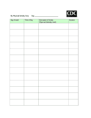 Physical Activity Log Template