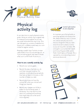 Free Download PDF Books, Week Physical Activity Log Template