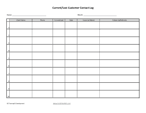 Free Download PDF Books, Contact Log For Customer Template