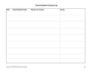 Student Contact Log Template