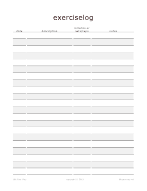 Free Download PDF Books, Monthly Exercise Log Template