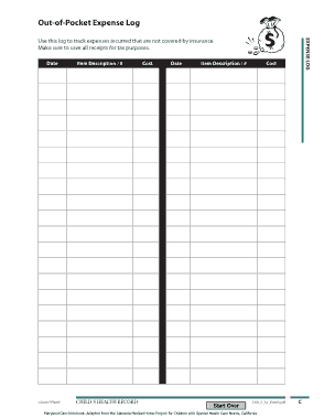Free Download PDF Books, Out of Pocket Expense Log Template