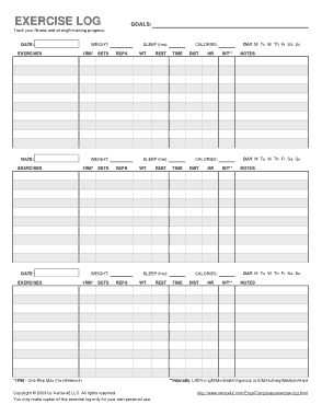 Free Download PDF Books, Sample Daily Exercise Log Template
