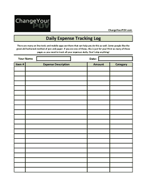 Daily Blank Expense Log Template
