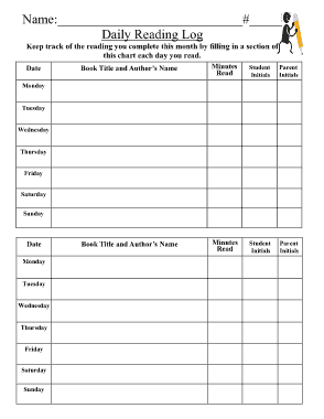 Free Download PDF Books, Reading Log For Kids Template
