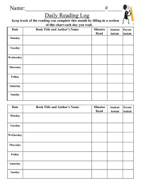 Student Reading Log Template