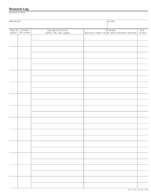 Free Log For Research Template
