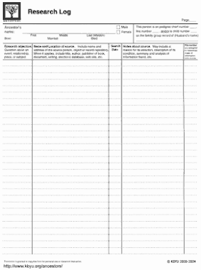 Free Research Log Template