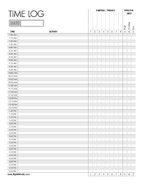 Activity Time Log Template