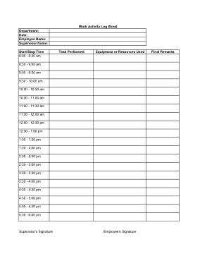 Daily Employee Time Log Template