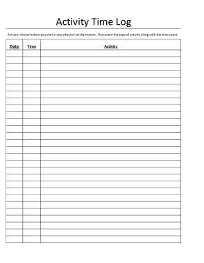 Sample Activity Time Log Template