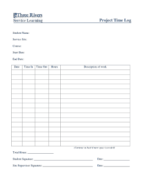 Sample Project Time Log Template