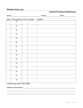 Weekly Clinical Time Log Template