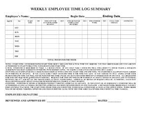 Weekly Employee Time Log Template