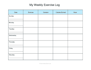 My Weekly Exercise Log Template