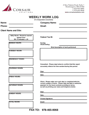 Weekly Work Log Template