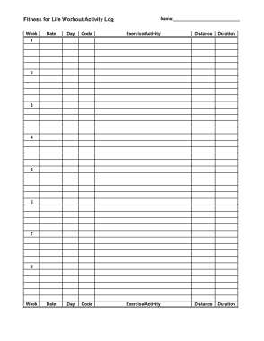 Daily Workout Log Sample Template