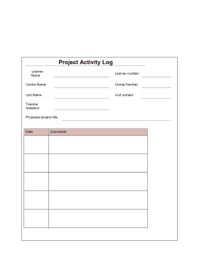 Project Activity Log Template
