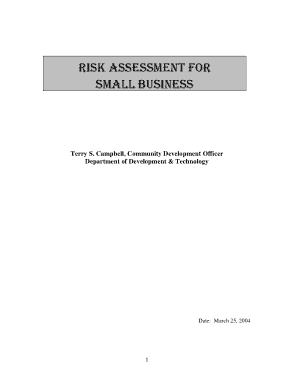 Small Business Risk Assessment Sample Template