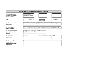 General Health And Safety Risk Assessment Template
