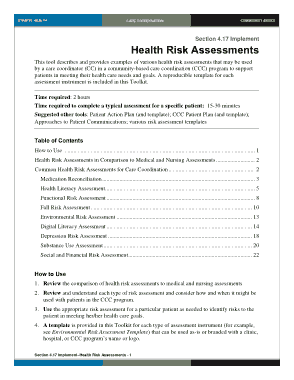 General Health Risk Assessment Template
