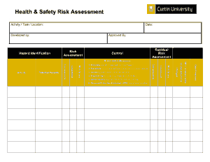 Health and Safety Risk Assessment Form Template