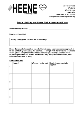 Free Download PDF Books, Public Liability Risk Assessment Template