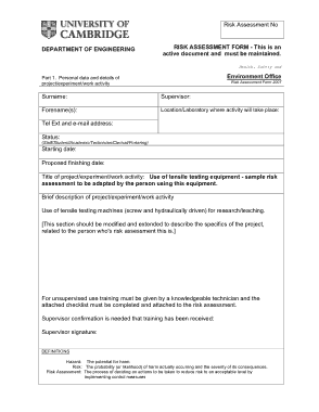 General Product Risk Assessment Template
