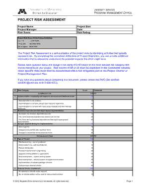 General Project Risk Assessment Template