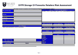 Storage of Fireworks Retailers Risk Assessment Template