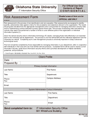 Security Risk Assessment Form Sample Template