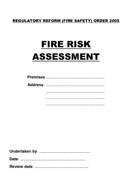 Blank Fire Risk Assessment Form Template