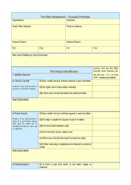 Fire Risk Assessment Form Example Template